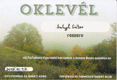 Teljesítménytúrák :: Kovács Beáta emléktúra :: oklevél2.jpg ::