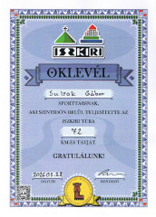 Teljesítménytúrák :: Iszkiri 72... helyett 65 :: oklevél.jpg :: 