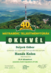 Teljesítménytúrák :: Hanák Kolos teljesítménytúra :: oklevél.jpg :: 