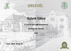 Teljesítménytúrák :: Kazinczy nem 200, csak Tilalmas :) :: oklevél.jpg :: 