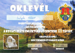 Teljesítménytúrák :: Kovács Beáta emléktúra :: oklevél.jpg :: 