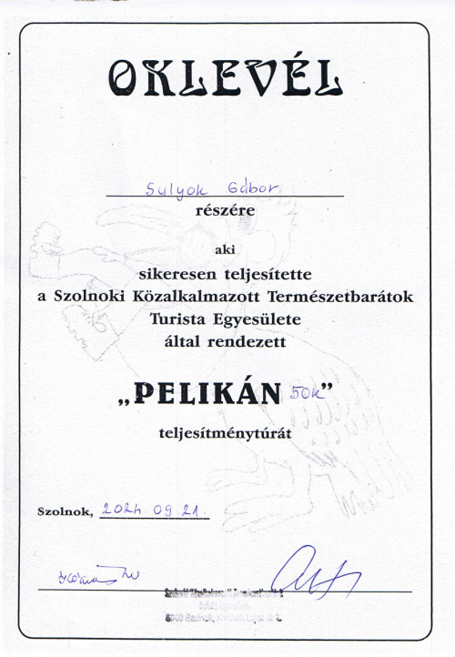 Bringatúrák :: Pelikán teljesítménytúra :: oklevél.jpg